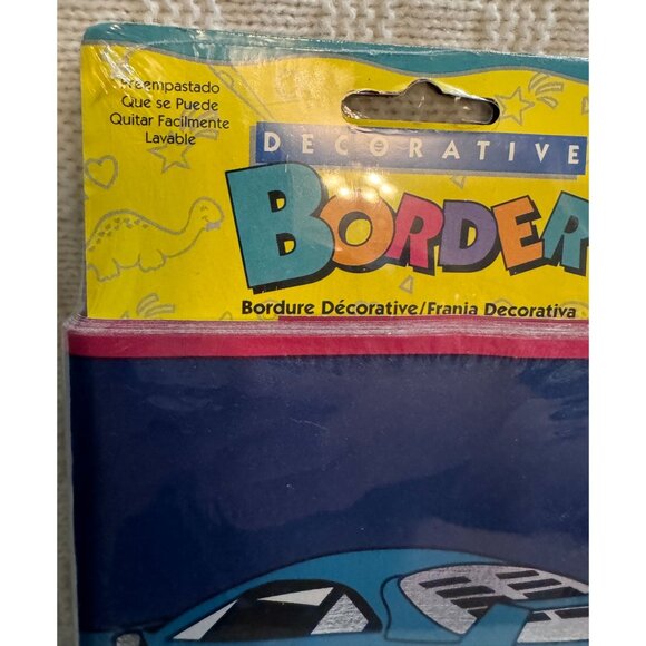 2 Rolls VTG Borden Pre pasted Sports Car Border w Metallic Silver and Blue - Picture 2 of 7